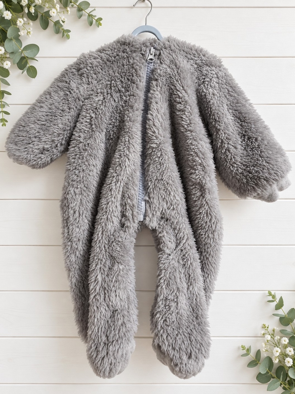 Sherpa Footed Bunting Suit With Hood